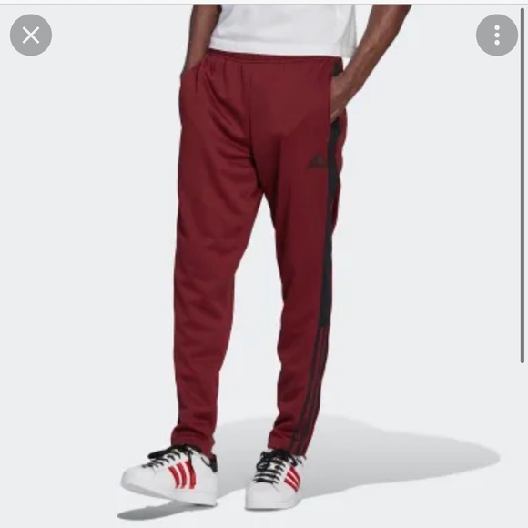 Adidas three stripe men’s jogger in burgundy/black stripe - Picture 1 of 8
